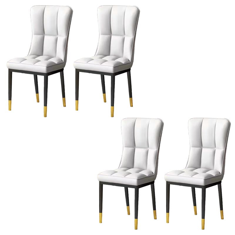 Glam Chair Parsons Chair Leather Dining Furniture in Matte Finish Off-White 4 Piece Set Clearhalo 'Dining Chairs' 'Dining Tables & Seating' 'dining_chair' 'furn' 'furn_dining_chair' 'Furniture' 'Kitchen & Dining Furniture' 5272315