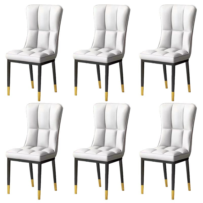 Glam Chair Parsons Chair Leather Dining Furniture in Matte Finish Off-White 6 Piece Set Clearhalo 'Dining Chairs' 'Dining Tables & Seating' 'dining_chair' 'furn' 'furn_dining_chair' 'Furniture' 'Kitchen & Dining Furniture' 5272316