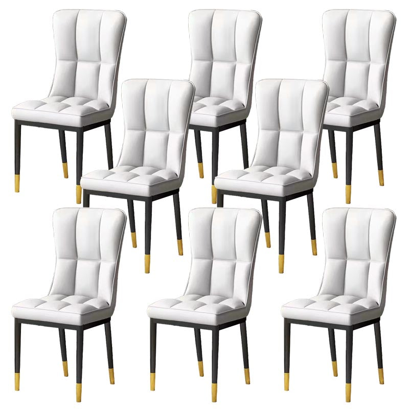 Glam Chair Parsons Chair Leather Dining Furniture in Matte Finish Off-White 8 Piece Set Clearhalo 'Dining Chairs' 'Dining Tables & Seating' 'dining_chair' 'furn' 'furn_dining_chair' 'Furniture' 'Kitchen & Dining Furniture' 5272317