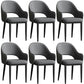 Scandinavian Meeting Room Open Back Arm Chair Matte Finish Leather Dining Chair Dark Gray 6 Piece Set Black Clearhalo 'Dining Chairs' 'Dining Tables & Seating' 'dining_chair' 'furn' 'furn_dining_chair' 'Furniture' 'Kitchen & Dining Furniture' 5272353