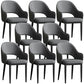 Scandinavian Meeting Room Open Back Arm Chair Matte Finish Leather Dining Chair Dark Gray 8 Piece Set Black Clearhalo 'Dining Chairs' 'Dining Tables & Seating' 'dining_chair' 'furn' 'furn_dining_chair' 'Furniture' 'Kitchen & Dining Furniture' 5272355