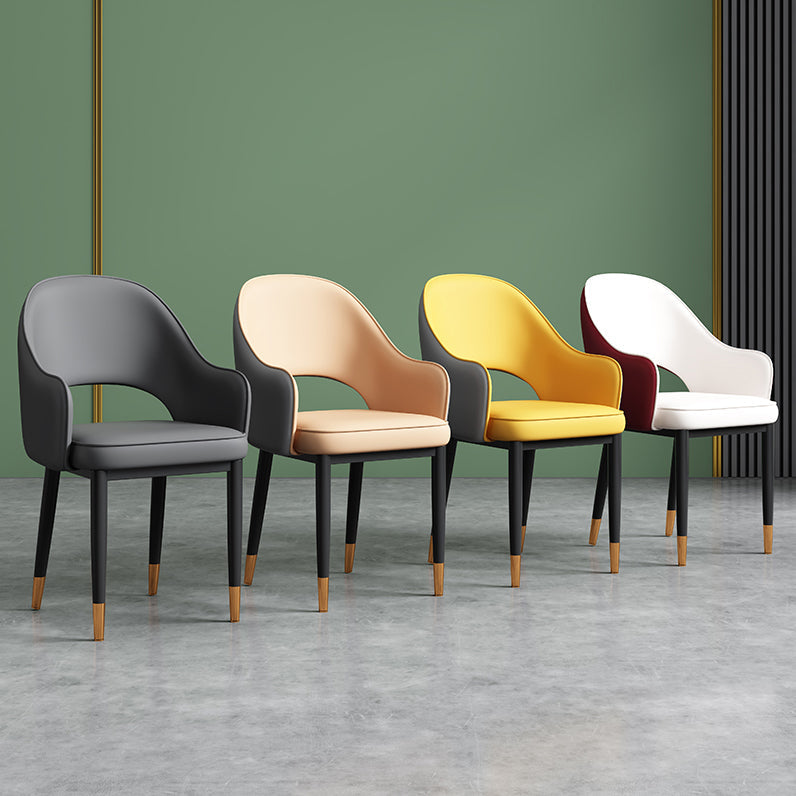 Scandinavian Meeting Room Open Back Arm Chair Matte Finish Leather Dining Chair Clearhalo 'Dining Chairs' 'Dining Tables & Seating' 'dining_chair' 'furn' 'furn_dining_chair' 'Furniture' 'Kitchen & Dining Furniture' 5272356