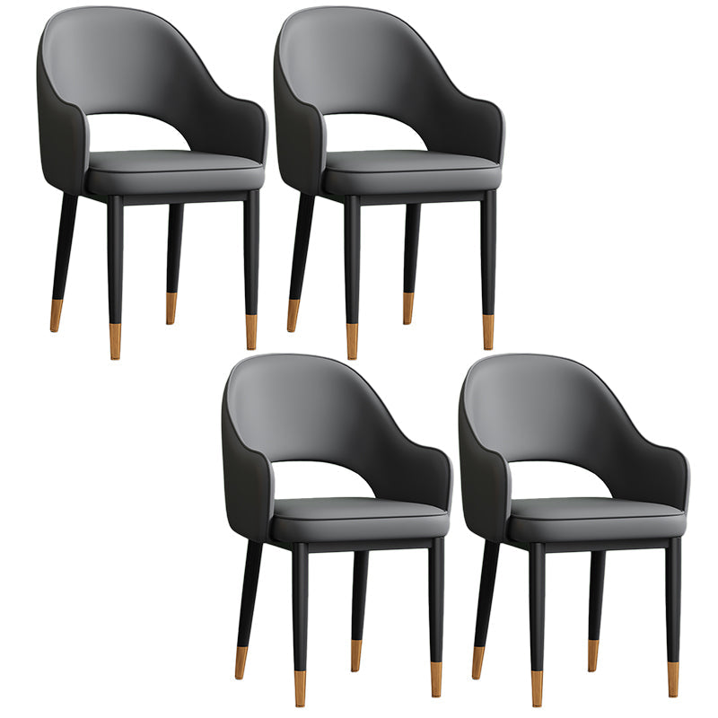 Scandinavian Meeting Room Open Back Arm Chair Matte Finish Leather Dining Chair Dark Gray 4 Piece Set Black Gold Clearhalo 'Dining Chairs' 'Dining Tables & Seating' 'dining_chair' 'furn' 'furn_dining_chair' 'Furniture' 'Kitchen & Dining Furniture' 5272359