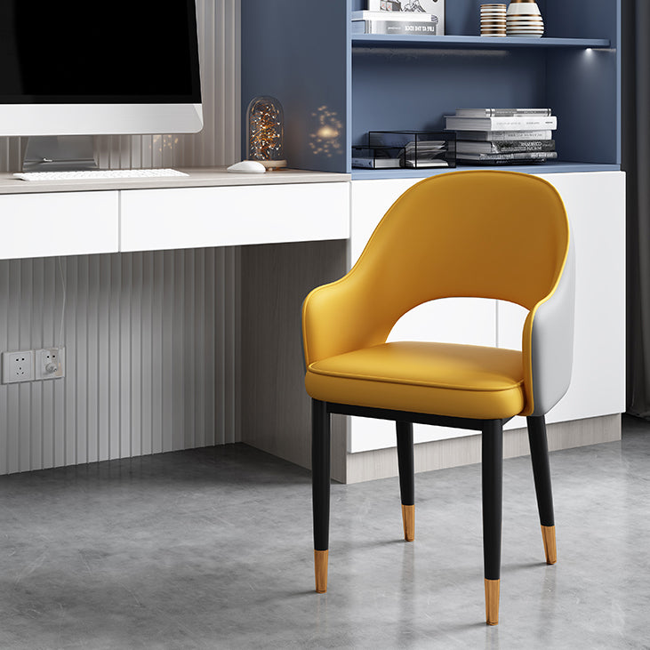 Scandinavian Meeting Room Open Back Arm Chair Matte Finish Leather Dining Chair Clearhalo 'Dining Chairs' 'Dining Tables & Seating' 'dining_chair' 'furn' 'furn_dining_chair' 'Furniture' 'Kitchen & Dining Furniture' 5272368