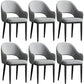 Scandinavian Meeting Room Open Back Arm Chair Matte Finish Leather Dining Chair Light Gray 6 Piece Set Black Clearhalo 'Dining Chairs' 'Dining Tables & Seating' 'dining_chair' 'furn' 'furn_dining_chair' 'Furniture' 'Kitchen & Dining Furniture' 5272370
