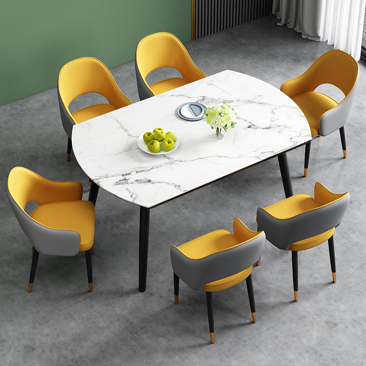 Scandinavian Meeting Room Open Back Arm Chair Matte Finish Leather Dining Chair Clearhalo 'Dining Chairs' 'Dining Tables & Seating' 'dining_chair' 'furn' 'furn_dining_chair' 'Furniture' 'Kitchen & Dining Furniture' 5272375