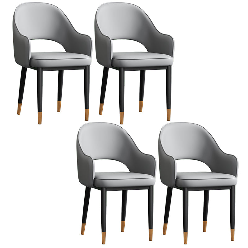 Scandinavian Meeting Room Open Back Arm Chair Matte Finish Leather Dining Chair Light Gray 4 Piece Set Black Gold Clearhalo 'Dining Chairs' 'Dining Tables & Seating' 'dining_chair' 'furn' 'furn_dining_chair' 'Furniture' 'Kitchen & Dining Furniture' 5272376