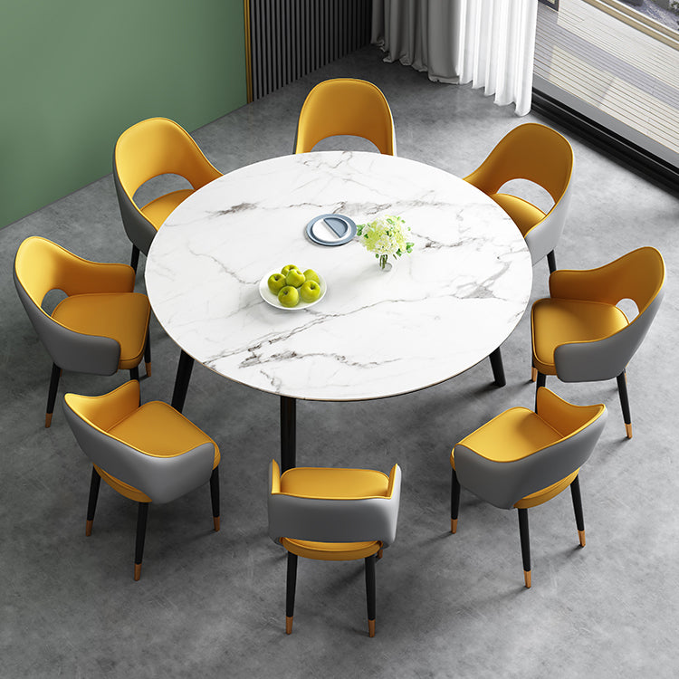 Scandinavian Meeting Room Open Back Arm Chair Matte Finish Leather Dining Chair Clearhalo 'Dining Chairs' 'Dining Tables & Seating' 'dining_chair' 'furn' 'furn_dining_chair' 'Furniture' 'Kitchen & Dining Furniture' 5272378