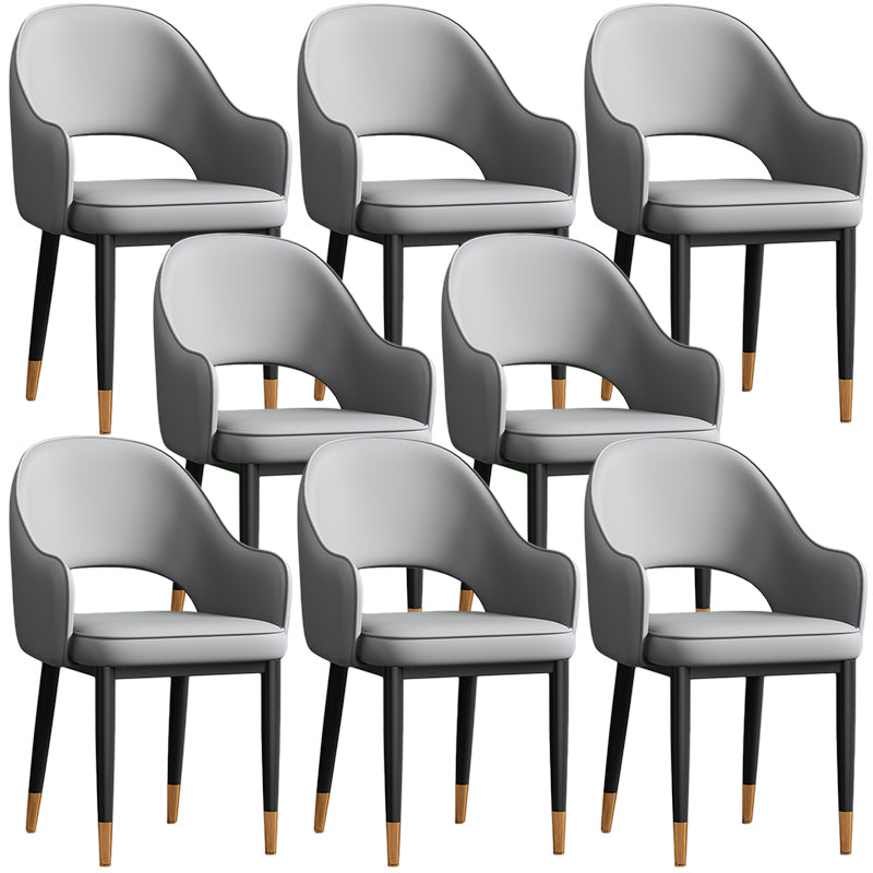 Scandinavian Meeting Room Open Back Arm Chair Matte Finish Leather Dining Chair Light Gray 8 Piece Set Black Gold Clearhalo 'Dining Chairs' 'Dining Tables & Seating' 'dining_chair' 'furn' 'furn_dining_chair' 'Furniture' 'Kitchen & Dining Furniture' 5272379