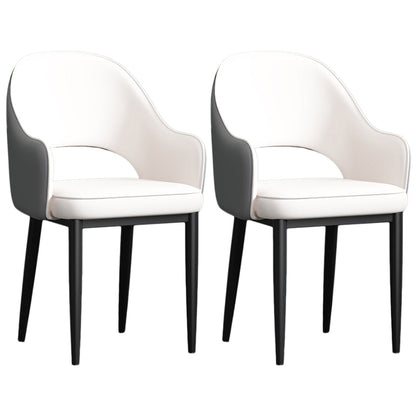 Scandinavian Meeting Room Open Back Arm Chair Matte Finish Leather Dining Chair White 2 Piece Set Black Clearhalo 'Dining Chairs' 'Dining Tables & Seating' 'dining_chair' 'furn' 'furn_dining_chair' 'Furniture' 'Kitchen & Dining Furniture' 5272380
