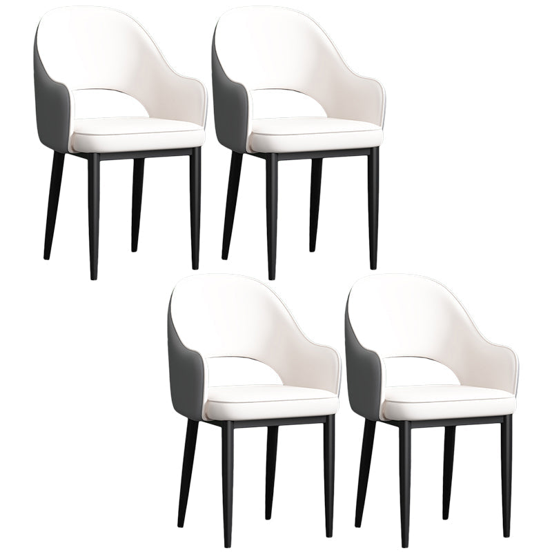 Scandinavian Meeting Room Open Back Arm Chair Matte Finish Leather Dining Chair White 4 Piece Set Black Clearhalo 'Dining Chairs' 'Dining Tables & Seating' 'dining_chair' 'furn' 'furn_dining_chair' 'Furniture' 'Kitchen & Dining Furniture' 5272381