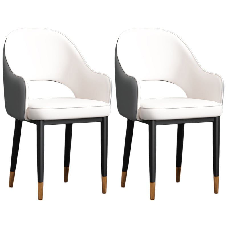 Scandinavian Meeting Room Open Back Arm Chair Matte Finish Leather Dining Chair White 2 Piece Set Black Gold Clearhalo 'Dining Chairs' 'Dining Tables & Seating' 'dining_chair' 'furn' 'furn_dining_chair' 'Furniture' 'Kitchen & Dining Furniture' 5272384