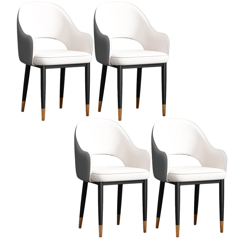 Scandinavian Meeting Room Open Back Arm Chair Matte Finish Leather Dining Chair White 4 Piece Set Black Gold Clearhalo 'Dining Chairs' 'Dining Tables & Seating' 'dining_chair' 'furn' 'furn_dining_chair' 'Furniture' 'Kitchen & Dining Furniture' 5272385
