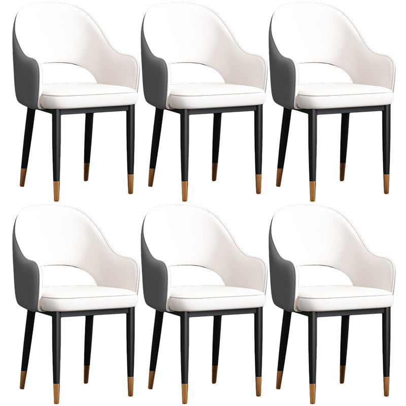 Scandinavian Meeting Room Open Back Arm Chair Matte Finish Leather Dining Chair White 6 Piece Set Black Gold Clearhalo 'Dining Chairs' 'Dining Tables & Seating' 'dining_chair' 'furn' 'furn_dining_chair' 'Furniture' 'Kitchen & Dining Furniture' 5272386