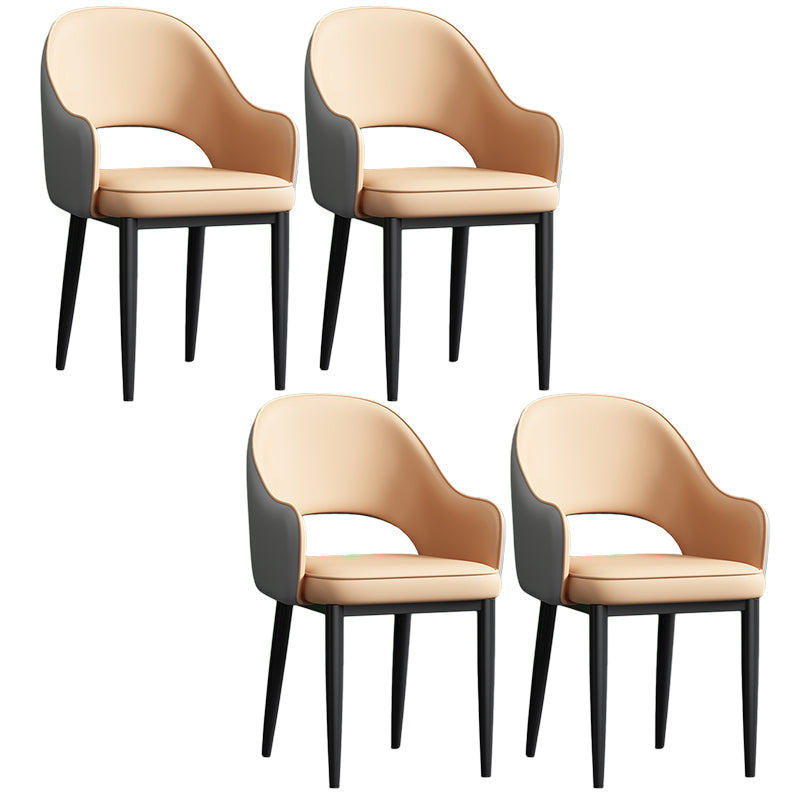 Scandinavian Meeting Room Open Back Arm Chair Matte Finish Leather Dining Chair Pink 4 Piece Set Black Clearhalo 'Dining Chairs' 'Dining Tables & Seating' 'dining_chair' 'furn' 'furn_dining_chair' 'Furniture' 'Kitchen & Dining Furniture' 5272389