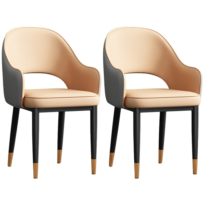 Scandinavian Meeting Room Open Back Arm Chair Matte Finish Leather Dining Chair Pink 2 Piece Set Black Gold Clearhalo 'Dining Chairs' 'Dining Tables & Seating' 'dining_chair' 'furn' 'furn_dining_chair' 'Furniture' 'Kitchen & Dining Furniture' 5272392