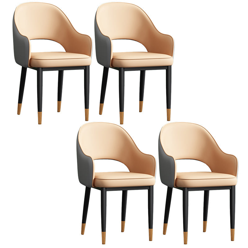 Scandinavian Meeting Room Open Back Arm Chair Matte Finish Leather Dining Chair Pink 4 Piece Set Black Gold Clearhalo 'Dining Chairs' 'Dining Tables & Seating' 'dining_chair' 'furn' 'furn_dining_chair' 'Furniture' 'Kitchen & Dining Furniture' 5272393