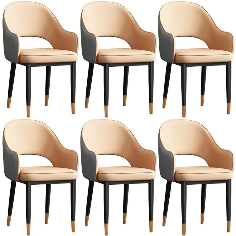 Scandinavian Meeting Room Open Back Arm Chair Matte Finish Leather Dining Chair Pink 6 Piece Set Black Gold Clearhalo 'Dining Chairs' 'Dining Tables & Seating' 'dining_chair' 'furn' 'furn_dining_chair' 'Furniture' 'Kitchen & Dining Furniture' 5272394