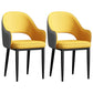 Scandinavian Meeting Room Open Back Arm Chair Matte Finish Leather Dining Chair Yellow 2 Piece Set Black Clearhalo 'Dining Chairs' 'Dining Tables & Seating' 'dining_chair' 'furn' 'furn_dining_chair' 'Furniture' 'Kitchen & Dining Furniture' 5272396