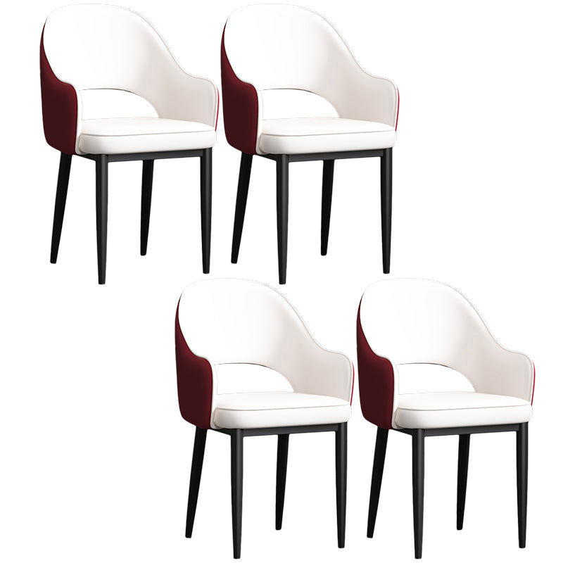 Scandinavian Meeting Room Open Back Arm Chair Matte Finish Leather Dining Chair White-Red 4 Piece Set Black Clearhalo 'Dining Chairs' 'Dining Tables & Seating' 'dining_chair' 'furn' 'furn_dining_chair' 'Furniture' 'Kitchen & Dining Furniture' 5272405
