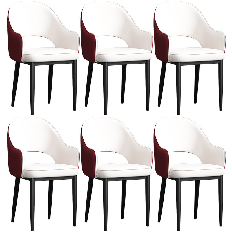 Scandinavian Meeting Room Open Back Arm Chair Matte Finish Leather Dining Chair White-Red 6 Piece Set Black Clearhalo 'Dining Chairs' 'Dining Tables & Seating' 'dining_chair' 'furn' 'furn_dining_chair' 'Furniture' 'Kitchen & Dining Furniture' 5272406