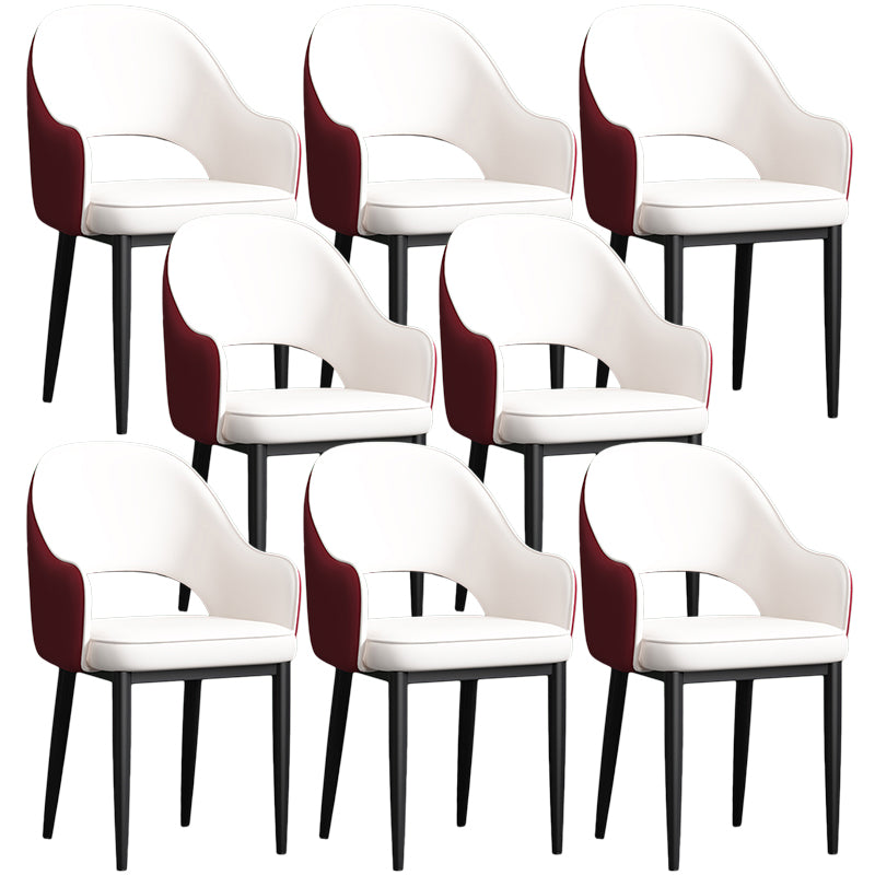 Scandinavian Meeting Room Open Back Arm Chair Matte Finish Leather Dining Chair White-Red 8 Piece Set Black Clearhalo 'Dining Chairs' 'Dining Tables & Seating' 'dining_chair' 'furn' 'furn_dining_chair' 'Furniture' 'Kitchen & Dining Furniture' 5272407