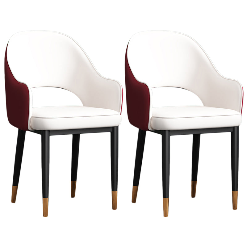 Scandinavian Meeting Room Open Back Arm Chair Matte Finish Leather Dining Chair White-Red 2 Piece Set Black Gold Clearhalo 'Dining Chairs' 'Dining Tables & Seating' 'dining_chair' 'furn' 'furn_dining_chair' 'Furniture' 'Kitchen & Dining Furniture' 5272408