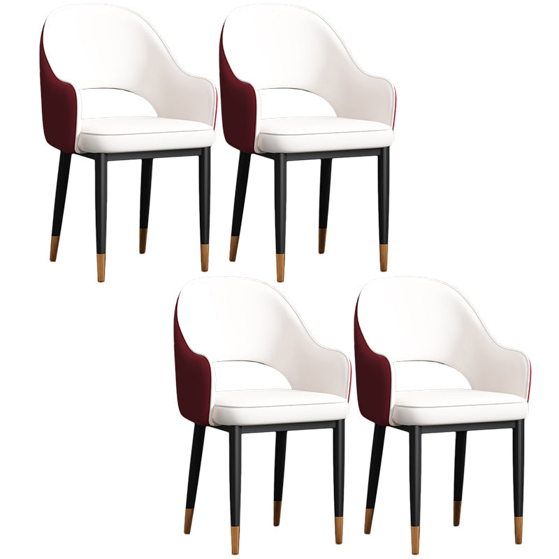 Scandinavian Meeting Room Open Back Arm Chair Matte Finish Leather Dining Chair White-Red 4 Piece Set Black Gold Clearhalo 'Dining Chairs' 'Dining Tables & Seating' 'dining_chair' 'furn' 'furn_dining_chair' 'Furniture' 'Kitchen & Dining Furniture' 5272409