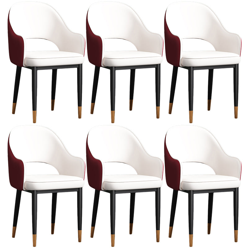 Scandinavian Meeting Room Open Back Arm Chair Matte Finish Leather Dining Chair White-Red 6 Piece Set Black Gold Clearhalo 'Dining Chairs' 'Dining Tables & Seating' 'dining_chair' 'furn' 'furn_dining_chair' 'Furniture' 'Kitchen & Dining Furniture' 5272410