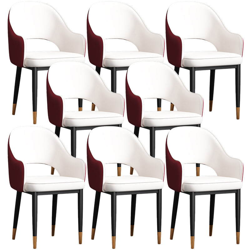 Scandinavian Meeting Room Open Back Arm Chair Matte Finish Leather Dining Chair White-Red 8 Piece Set Black Gold Clearhalo 'Dining Chairs' 'Dining Tables & Seating' 'dining_chair' 'furn' 'furn_dining_chair' 'Furniture' 'Kitchen & Dining Furniture' 5272411