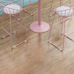 1/3/4/5 Piezas Mesa de barra de color rosa industrial Juego de bistro redondo con tapa de mármol de imitación blanca