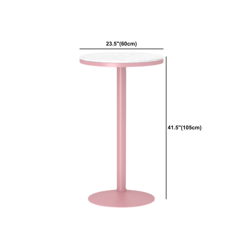 1/3/4/5 Piezas Mesa de barra de color rosa industrial Juego de bistro redondo con tapa de mármol de imitación blanca