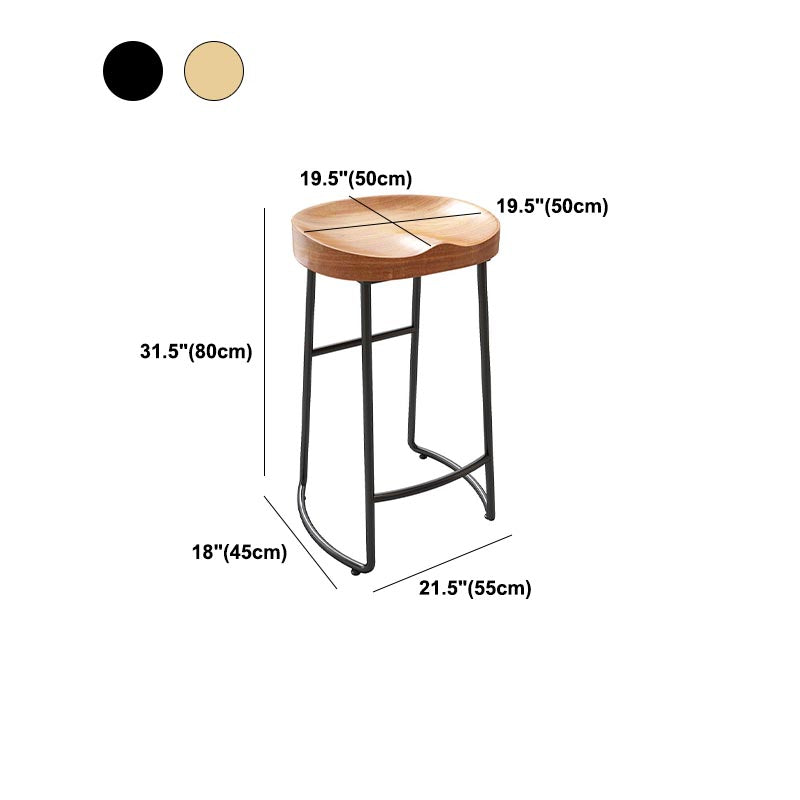 Taburete de bar contemporáneo de madera maciza Taburete de bar de metal con asiento contorneado