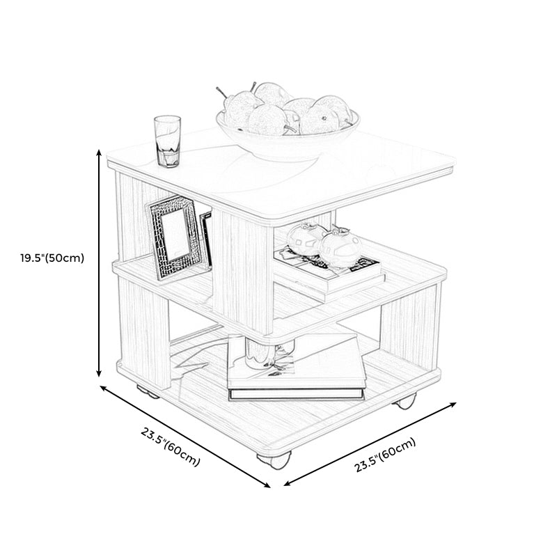 Quadrato con le ruote tavolino in legno da 19,69 "tavolo da fine