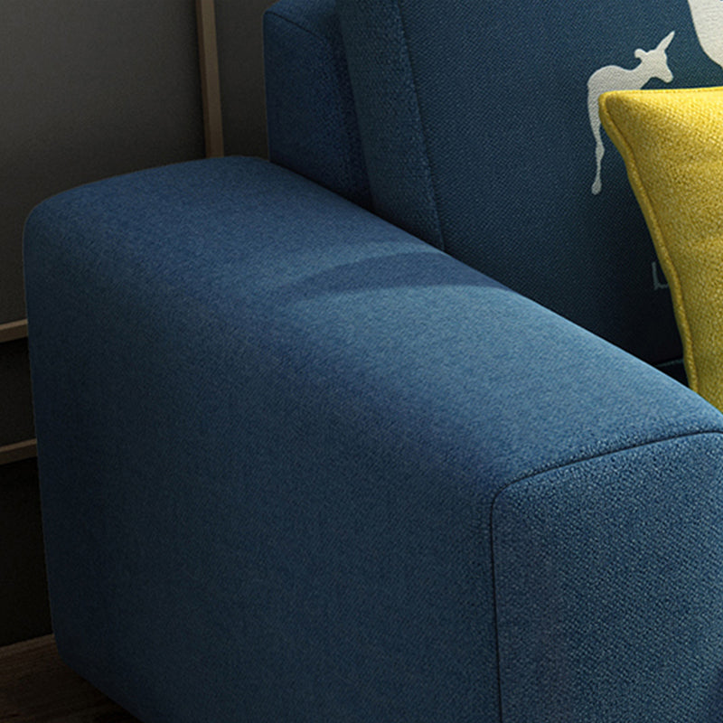 Cotton Blend Sofa and Faux Leather Square Arm Pillowed Back Cushions Sectionals Clearhalo 'furn' 'furn_sectionals' 'Furniture' 'Living Room Furniture' 'Sectionals' 5272556