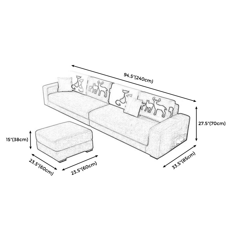 Cotton Blend Sofa and Faux Leather Square Arm Pillowed Back Cushions Sectionals Clearhalo 'furn' 'furn_sectionals' 'Furniture' 'Living Room Furniture' 'Sectionals' 5272563