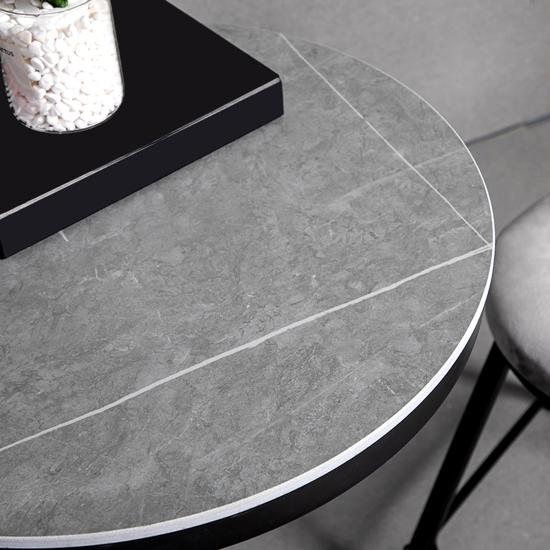 1/3 Pieces Industrial Iron Bar Table Set Round Bistro Set with Grey Faux Marble Top Clearhalo 'Bar Furniture' 'furn' 'furn_home_bar_bar_sets' 'Furniture' 'Home Bars & Bar Sets' 'home_bar_bar_sets' 'Kitchen & Dining Furniture' 5272593