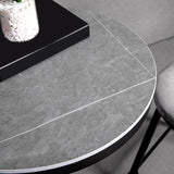 1/3 Pieces Industrial Iron Bar Table Set Round Bistro Set with Grey Faux Marble Top Clearhalo 'Bar Furniture' 'furn' 'furn_home_bar_bar_sets' 'Furniture' 'Home Bars & Bar Sets' 'home_bar_bar_sets' 'Kitchen & Dining Furniture' 5272593