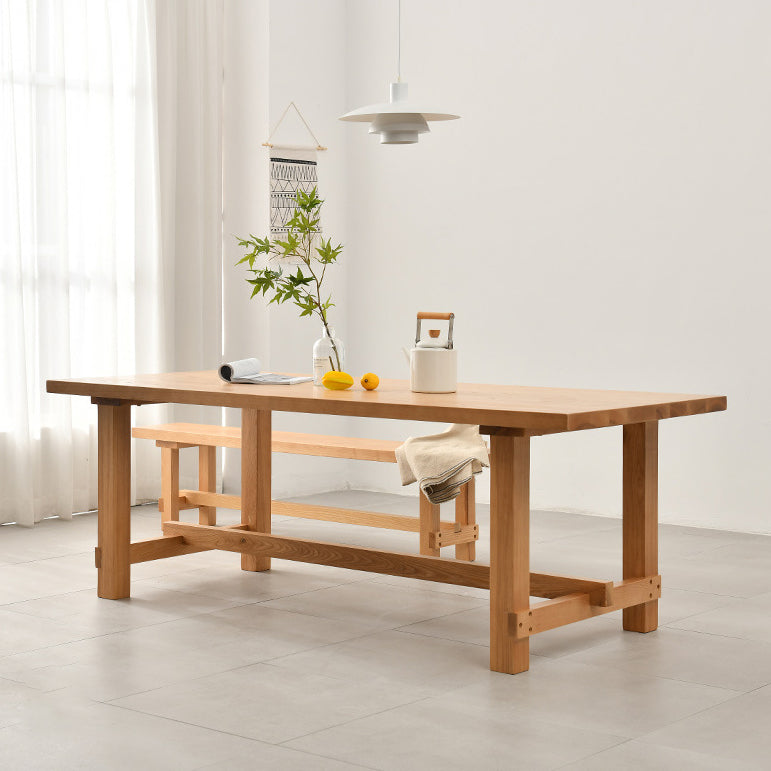 Set tavolo e panca moderni rettangolari Set da pranzo in legno massello da 1/2/3/5/9 pezzi