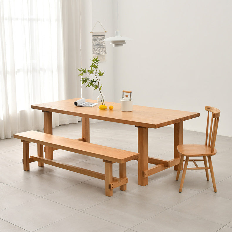 Set tavolo e panca moderni rettangolari Set da pranzo in legno massello da 1/2/3/5/9 pezzi