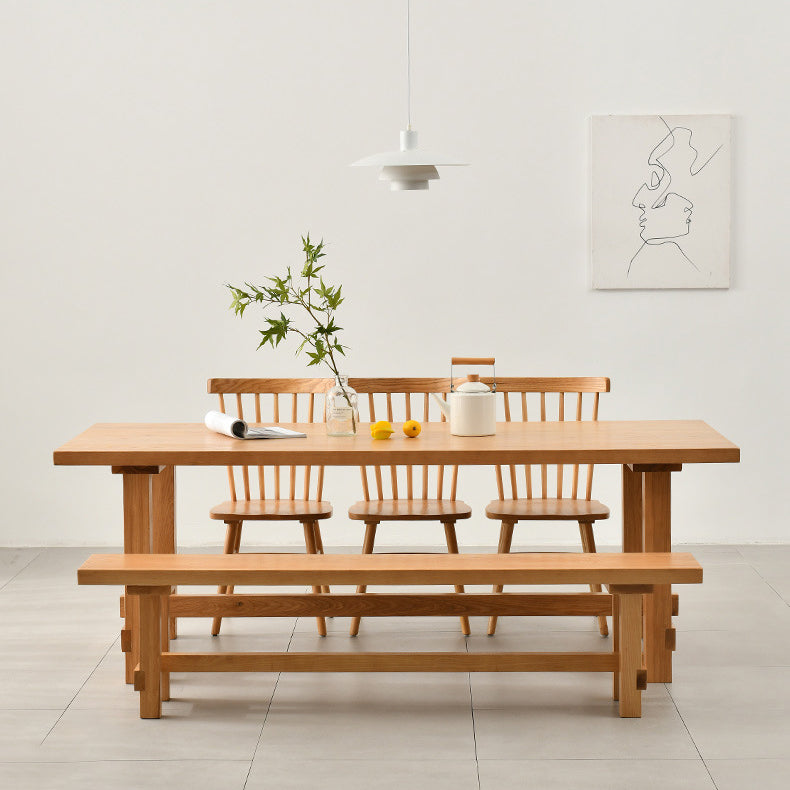 Set tavolo e panca moderni rettangolari Set da pranzo in legno massello da 1/2/3/5/9 pezzi