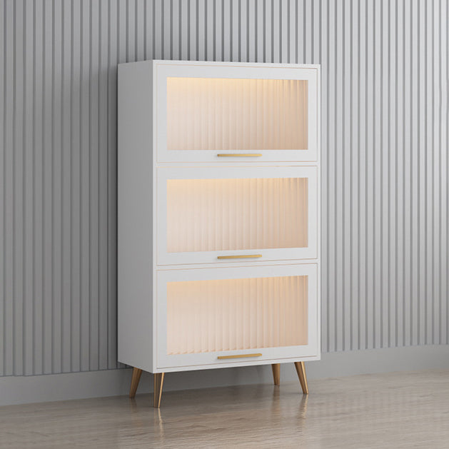 Modern 1-door Sideboard in White and Black Glass for Living Home 24"L x 14"W x 50"H White Clearhalo 'buffet_sideboard' 'Buffets & Sideboards' 'furn' 'furn_buffet_sideboard' 'Furniture' 'Kitchen & Dining Furniture' 5275486