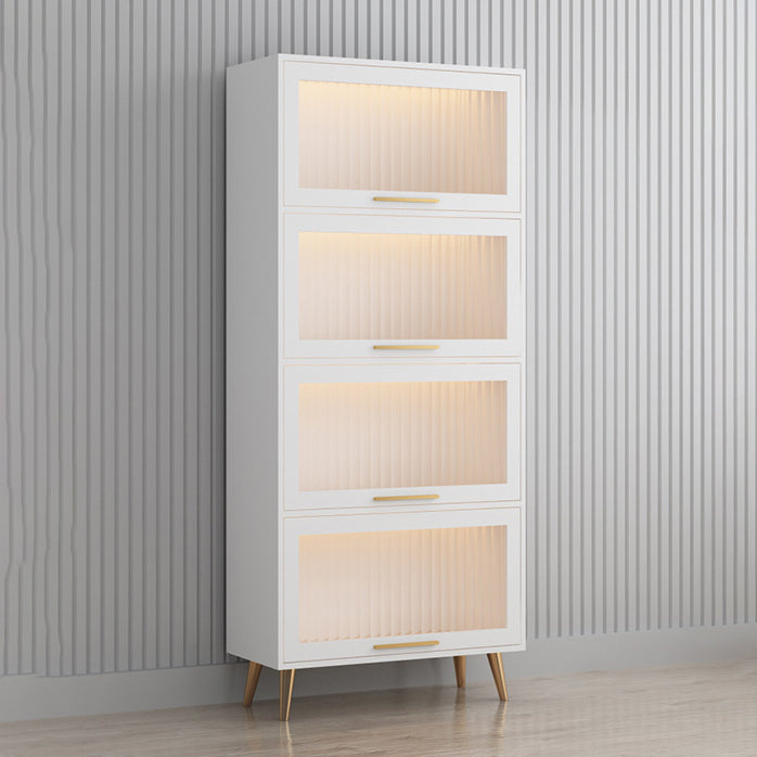 Modern 1-door Sideboard in White and Black Glass for Living Home 24"L x 14"W x 65"H White Clearhalo 'buffet_sideboard' 'Buffets & Sideboards' 'furn' 'furn_buffet_sideboard' 'Furniture' 'Kitchen & Dining Furniture' 5275488