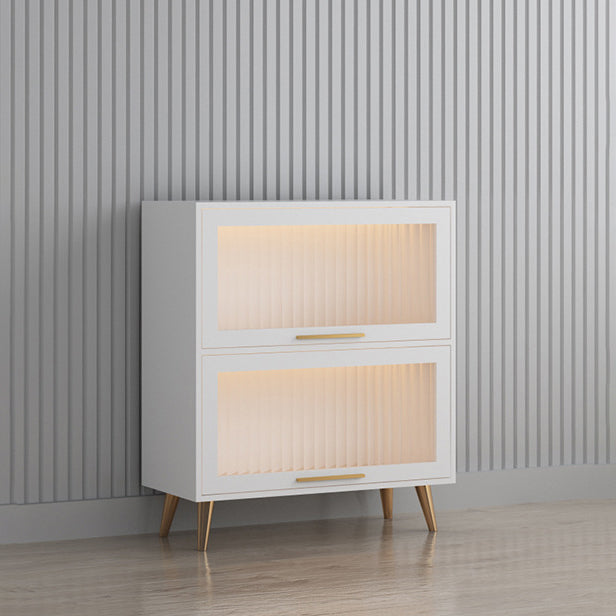 Modern 1-door Sideboard in White and Black Glass for Living Home 31"L x 14"W x 35"H White Clearhalo 'buffet_sideboard' 'Buffets & Sideboards' 'furn' 'furn_buffet_sideboard' 'Furniture' 'Kitchen & Dining Furniture' 5275490