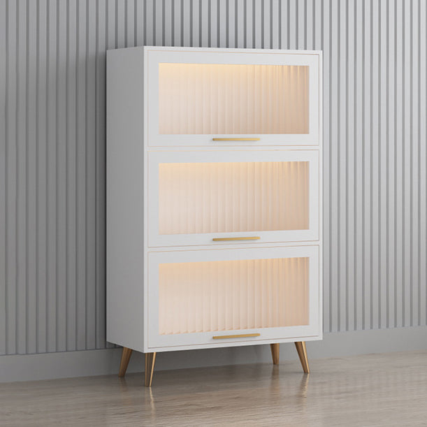 Modern 1-door Sideboard in White and Black Glass for Living Home 31"L x 14"W x 50"H White Clearhalo 'buffet_sideboard' 'Buffets & Sideboards' 'furn' 'furn_buffet_sideboard' 'Furniture' 'Kitchen & Dining Furniture' 5275492