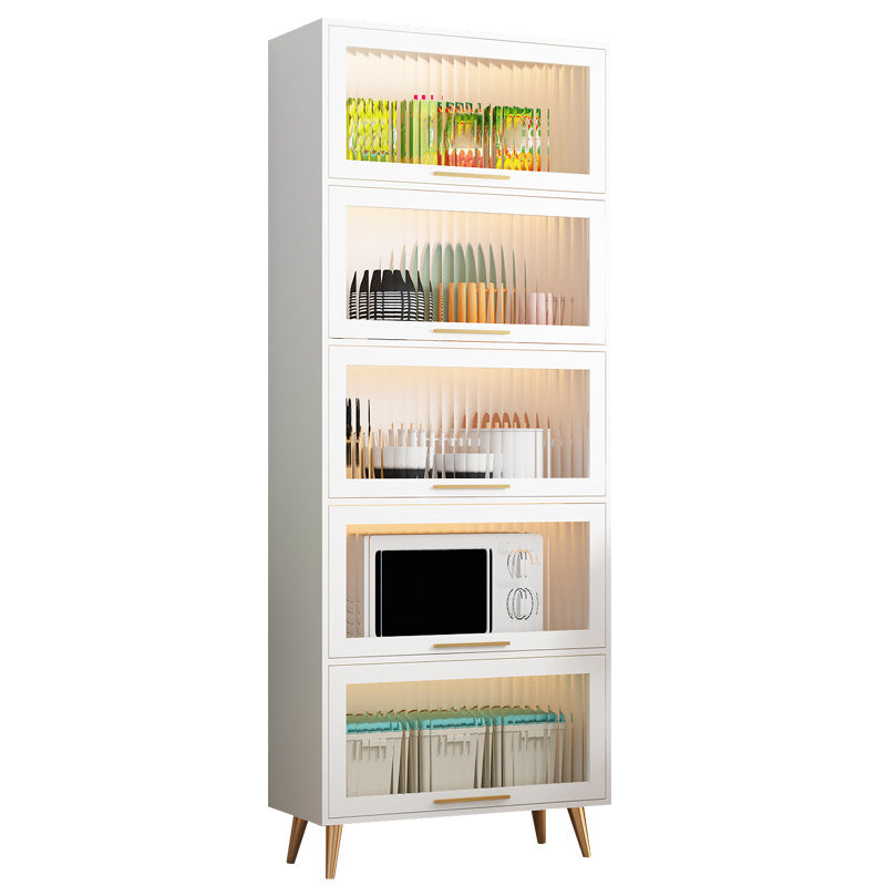 Modern 1-door Sideboard in White and Black Glass for Living Home Clearhalo 'buffet_sideboard' 'Buffets & Sideboards' 'furn' 'furn_buffet_sideboard' 'Furniture' 'Kitchen & Dining Furniture' 5275493