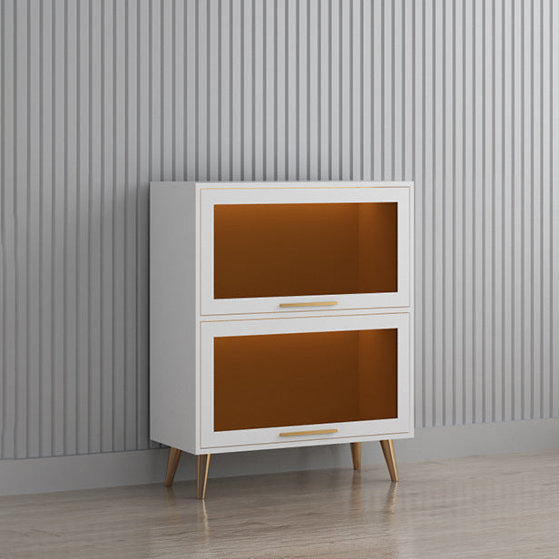 Modern 1-door Sideboard in White and Black Glass for Living Home 24"L x 14"W x 35"H Tan Clearhalo 'buffet_sideboard' 'Buffets & Sideboards' 'furn' 'furn_buffet_sideboard' 'Furniture' 'Kitchen & Dining Furniture' 5275497