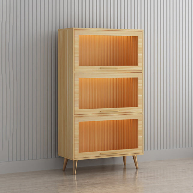 Modern 1-door Sideboard in White and Black Glass for Living Home 24"L x 14"W x 50"H Walnut Clearhalo 'buffet_sideboard' 'Buffets & Sideboards' 'furn' 'furn_buffet_sideboard' 'Furniture' 'Kitchen & Dining Furniture' 5275502