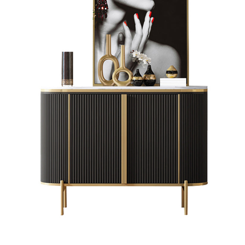 Glam Style Door Sideboard Stone Top Sideboard for Living Room 47"L x 16"W x 35"H Grey Clearhalo 'buffet_sideboard' 'Buffets & Sideboards' 'furn' 'furn_buffet_sideboard' 'Furniture' 'Kitchen & Dining Furniture' 5275643