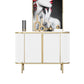 Glam Style Door Sideboard Stone Top Sideboard for Living Room 47"L x 16"W x 35"H White Clearhalo 'buffet_sideboard' 'Buffets & Sideboards' 'furn' 'furn_buffet_sideboard' 'Furniture' 'Kitchen & Dining Furniture' 5275646
